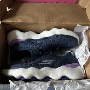 Skechers Dark Blue and Lavender Wave Sole Shoes